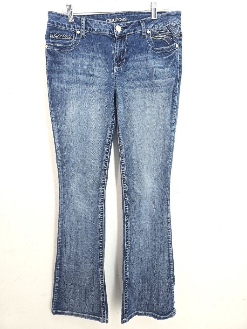 VTG Maurices Y2K 90s Flap Pocket Studded Bootcut Low Rise Denim Jeans Women 9/10